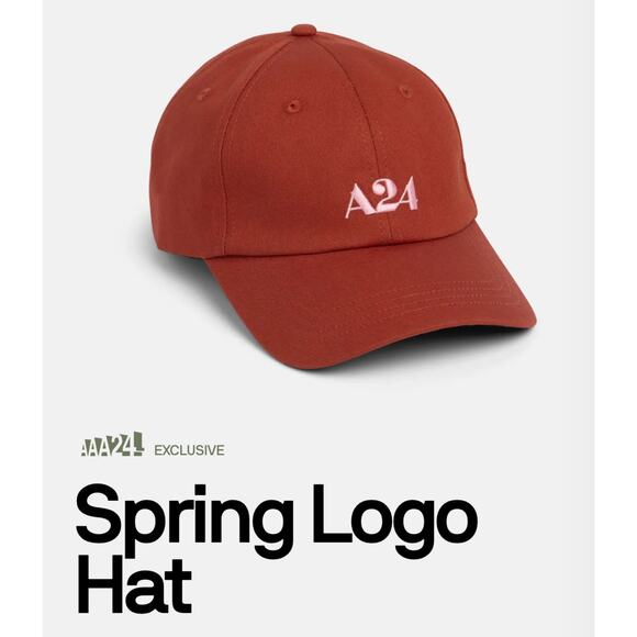 A24 Spring Logo Hat Red Rust with Pink Embroidery - Picture 3 of 3